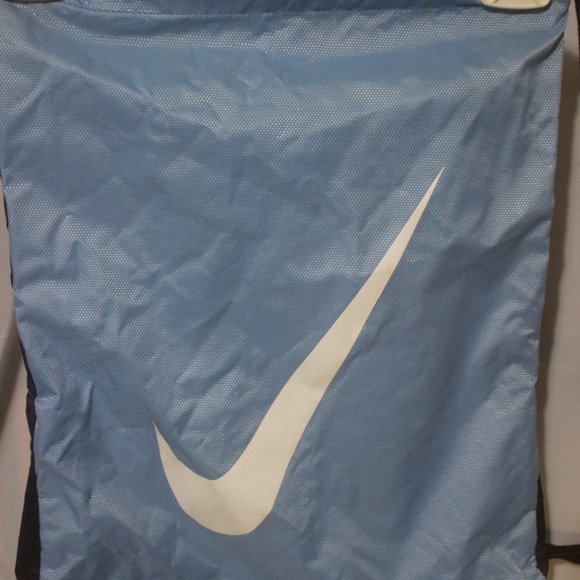 Nike Gym Sack Drawstring Bag Sky Blue/Navy Blue/White - Picture 2 of 5
